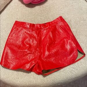 GREY LAB Shimmering Red High Waist Shorts